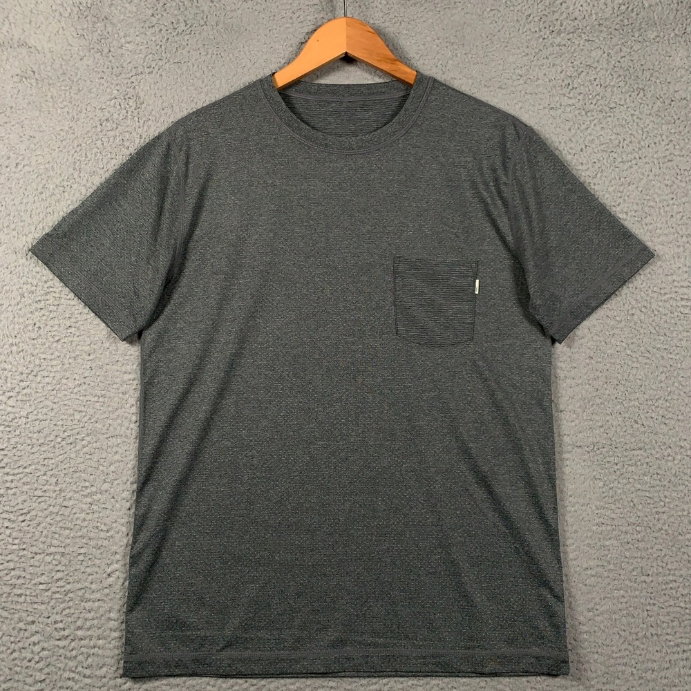 Vuori Tradewind Performance T-Shirt Men's Medium M Gray Pocket Short Sleeve Crew